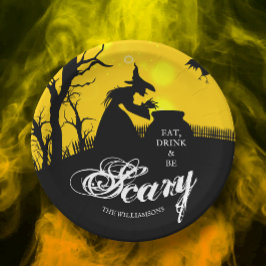 Prato De Papel Wicked Witch Silhouette Halloween