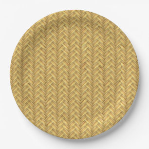 Prato De Papel Wicker Basket Weave Sem Costura