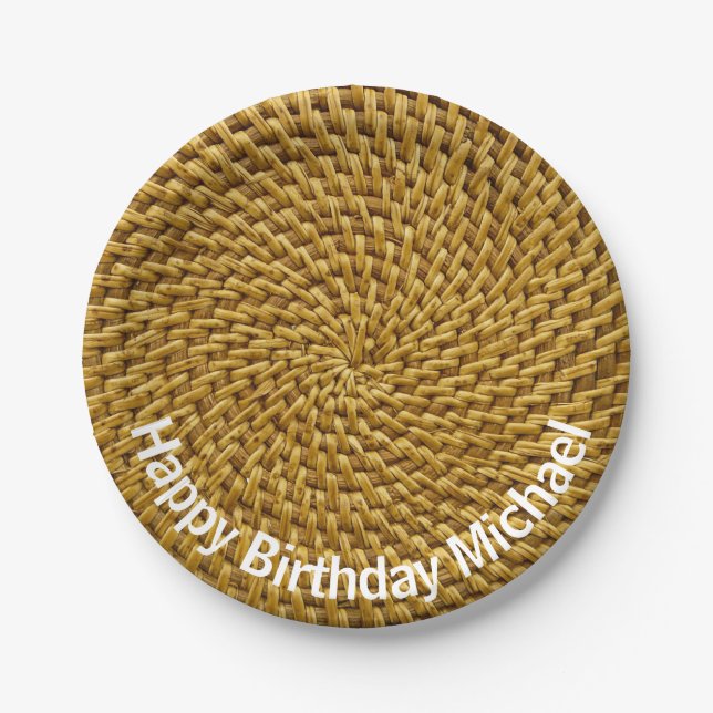 Prato De Papel Wicker Personalizado: Boho Bohemian (Frente)