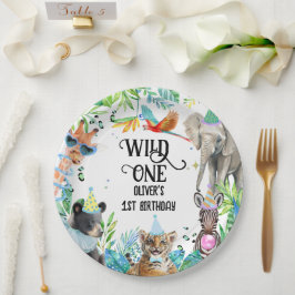 Prato De Papel Wil Birthday Safari Animais
