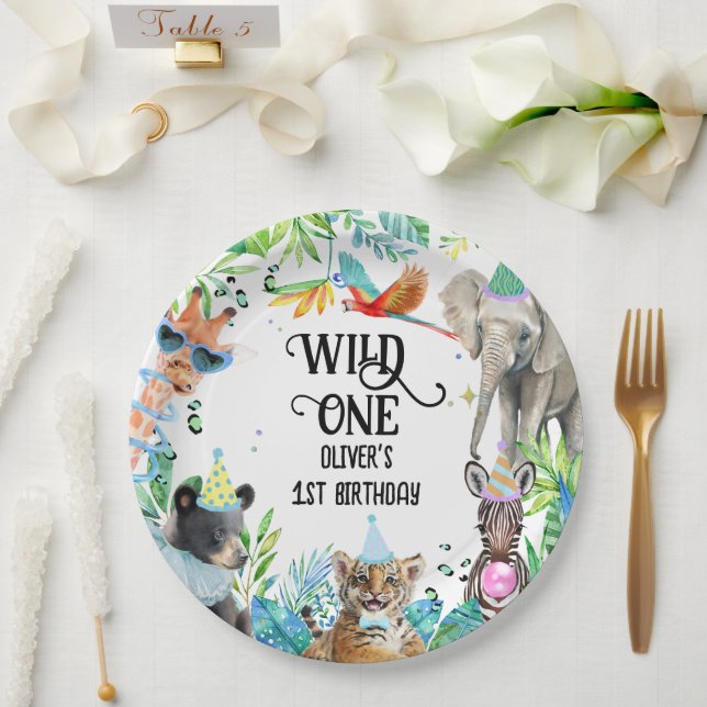 Prato De Papel Wil Birthday Safari Animais (Casamento)