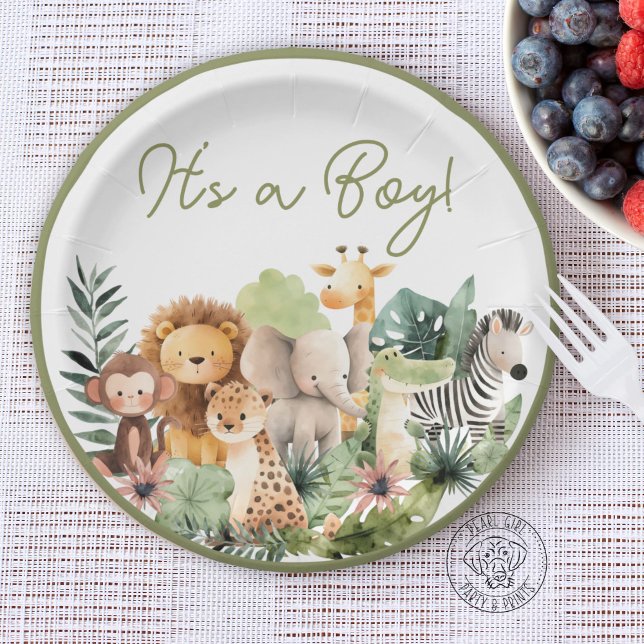 Prato De Papel Wild Animal Baby Shower Paper Plate (Criador carregado)