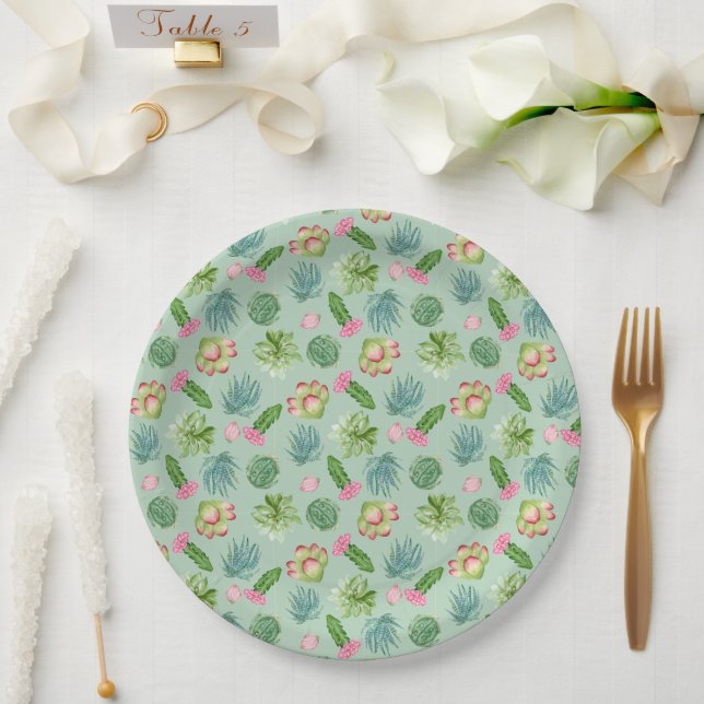 Prato De Papel Wild Cactus Pattern (Casamento)
