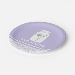 Prato De Papel Wild Flower Mason Jar e Lace Chá de fraldas