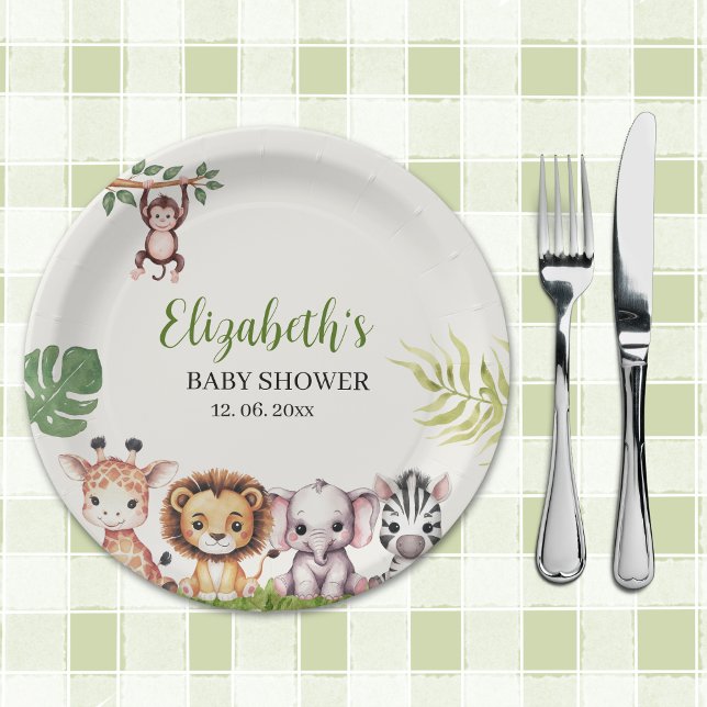 Prato De Papel Wild Jungle Animals Baby Shower (Criador carregado)