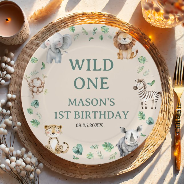 Prato De Papel Wild Jungle Safari Animals Birthday (Criador carregado)