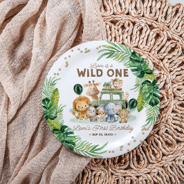 Prato De Papel Wild One 1st Birthday Safari Animals