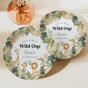 Prato De Papel Wild One First Birthday Paper Plate Safari