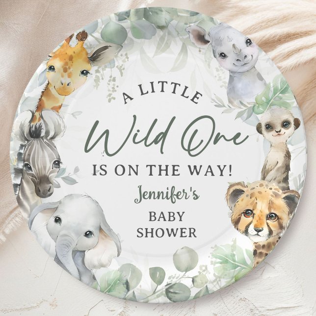 Prato De Papel Wild One Jungle Safari Animals Baby Shower (Criador carregado)