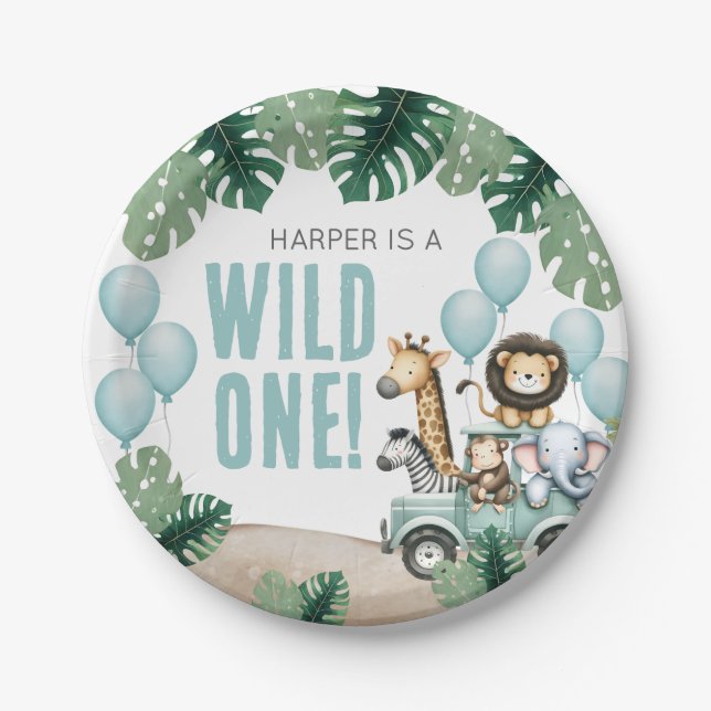 Prato De Papel Wild One Safari 1st Birthday (Frente)