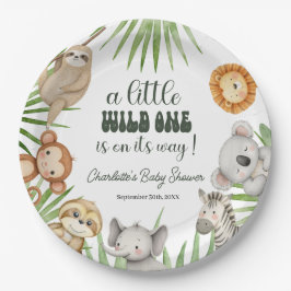 Prato De Papel Wild One Safari Animals Boy Baby Shower