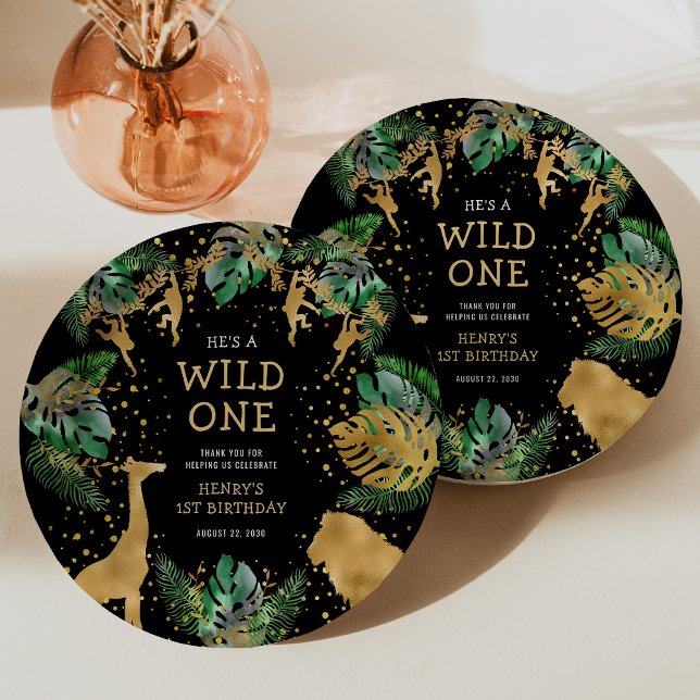 Prato De Papel Wild One Safari Party Green Black (Criador carregado)