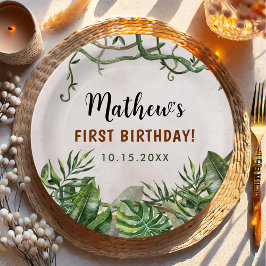 Prato De Papel Wild One Tropical Safari Primeiro Aniversário