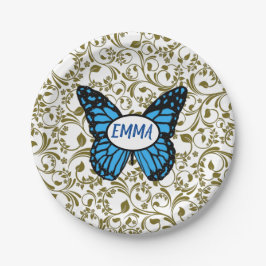 Prato De Papel Wild Romantic Field Blue butterflies