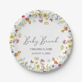 Prato De Papel Wildflower Boho Botanic Baby Brunch Chá