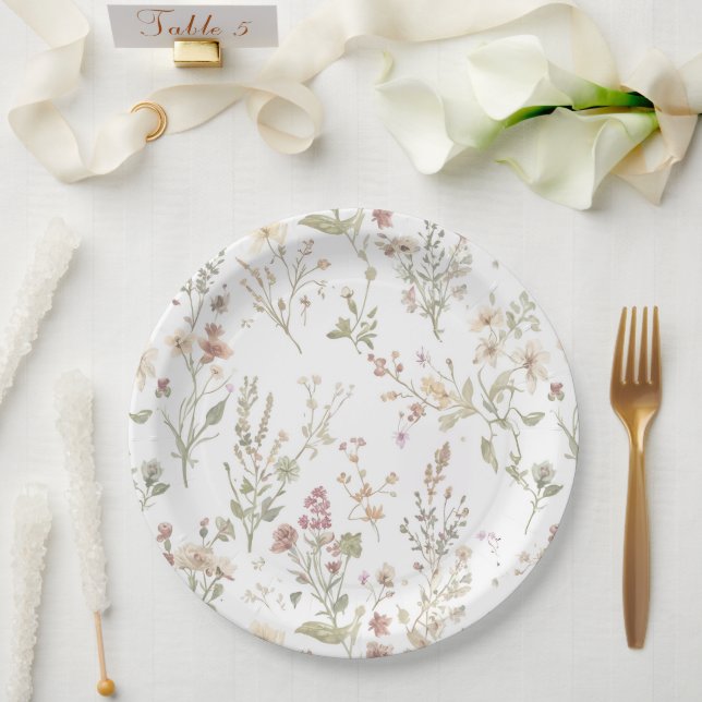 Prato De Papel Wildflower botanical baby shower (Casamento)