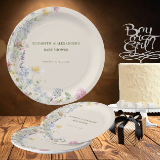 Prato De Papel Wildflower Couples Baby Shower 