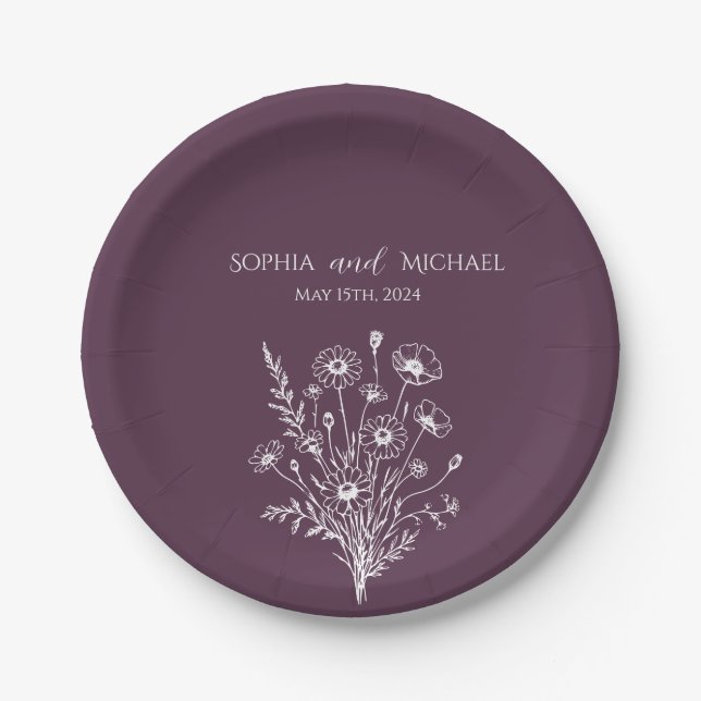 Prato De Papel Wildflower Elegance-Wedding- Napkins (Frente)
