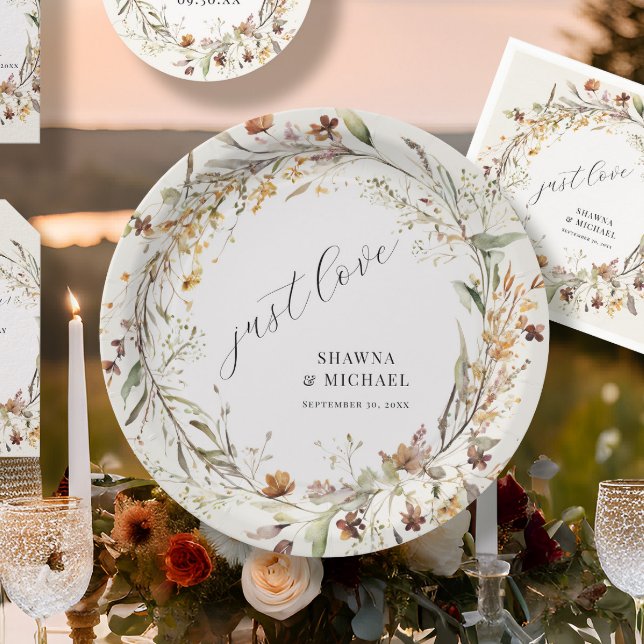 Prato De Papel Wildflower Fall Autumn Wreath BOHO Casamento (Criador carregado)