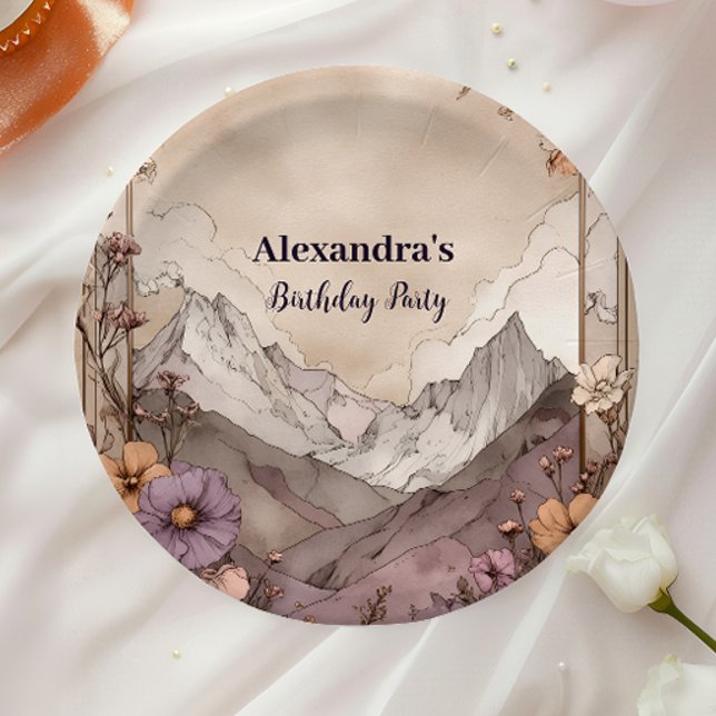 Prato De Papel Wildflower Mountain Birthday Elegance (Criador carregado)