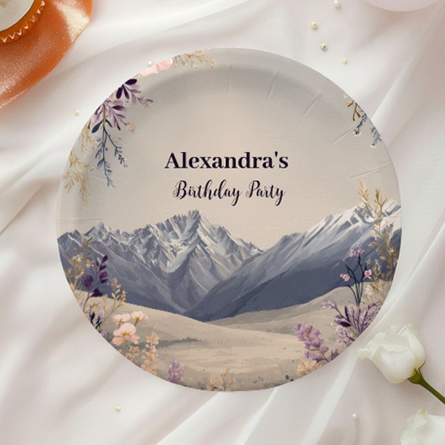 Prato De Papel Wildflower Mountain Milestone Celebration (Criador carregado)