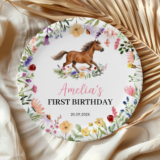 Prato De Papel Wildflower Rustic Horse Birthday Party