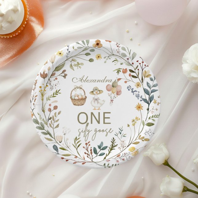 Prato De Papel Wildflower Silly Goose 1st Birthday  (Criador carregado)