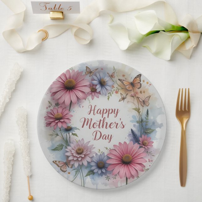 Prato De Papel WildFlowers Happy Mother's Day (Casamento)