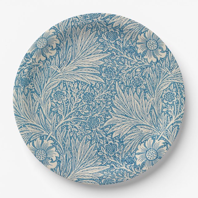 Prato De Papel William Morris - Blue Marigold Floral (Frente)