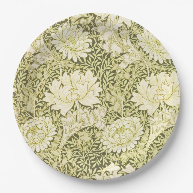 Prato De Papel William Morris Chrysanthemum Floral Pattern (Frente)