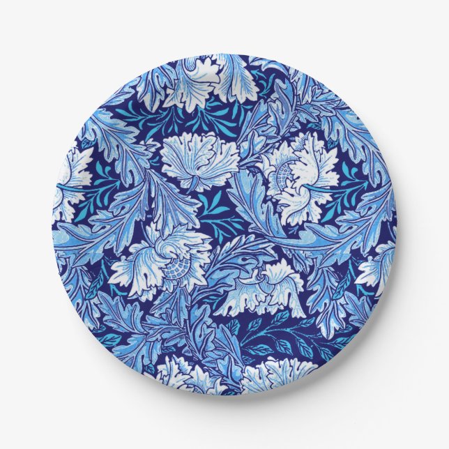 Prato De Papel William Morris Floral, Cobalt Azul e Branco (Frente)