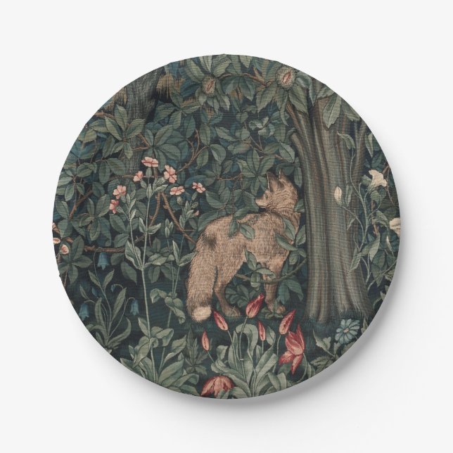 Prato De Papel William Morris Greenery Fox Willife (Frente)