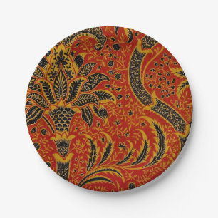 Prato De Papel William Morris Índia Vermelho Floral Vintage Cláss
