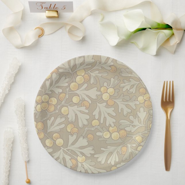 Prato De Papel William Morris Oak e Acorn Paper Plates (Casamento)