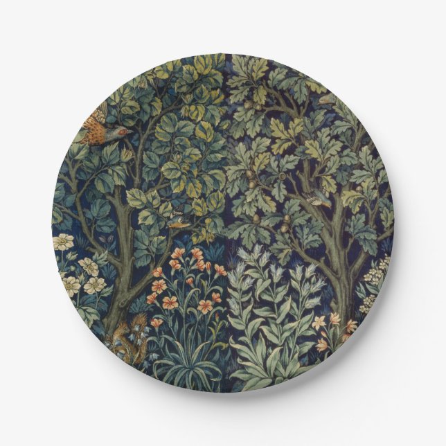 Prato De Papel William Morris Pheasant Bird Tree Woodland (Frente)