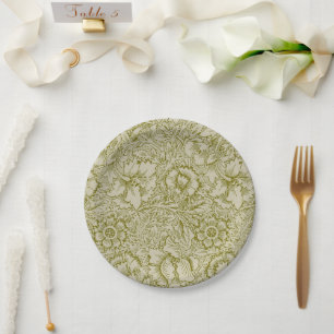 Prato De Papel William Morris Poppy Classic Floral Green