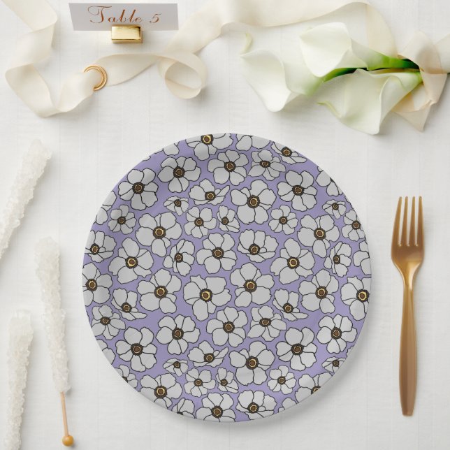 Prato De Papel Windflowers em Lavanda  (Casamento)