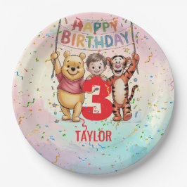 Prato De Papel Winnie the Pooh | Happy Birthday