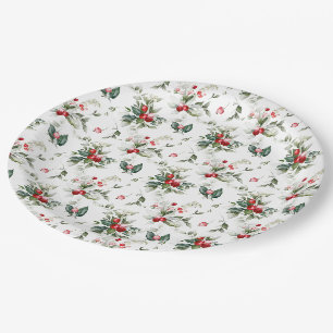 Prato De Papel Winter Berry Christmas
