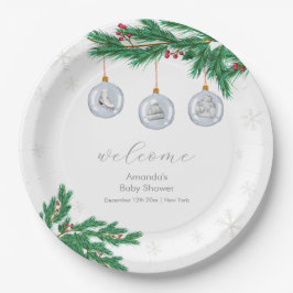 Prato De Papel Winter Clothesline Ornaments Baby Shower Welcome 