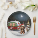 Prato De Papel Winter Dachshund Caravan Christmas Adventure<br><div class="desc">Adotar a magia de uma noite de inverno nevada enquanto uma caravana desliza graciosamente através da paisagem iluminada pela lua. A beleza serena da neve escutadora e o brilho encantador da lua criam uma cena cativante,  prometendo uma aventura inesquecível de Natal cheia de calor,  alegria e memórias queridas.</div>