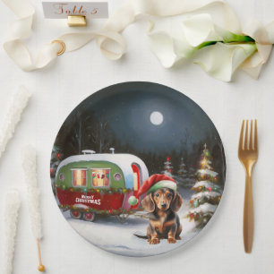 Prato De Papel Winter Dachshund Caravan Christmas Adventure