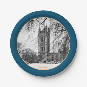 Prato De Papel Winter London & Westminster Palace /vintage plate 