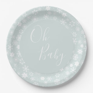 Prato De Papel Winter Oh Baby Plates Little Snowflake Baby