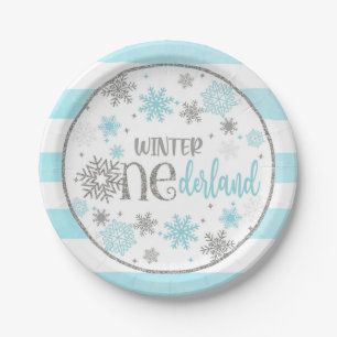Prato De Papel Winter ONE Derland Birthday Plate - Boy - BS