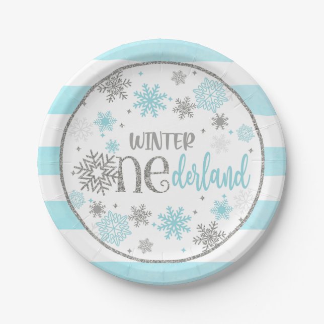 Prato De Papel Winter ONE Derland Birthday Plate - Boy - BS (Frente)