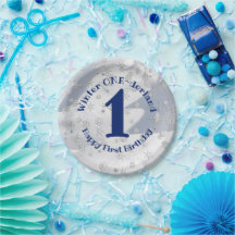Winter ONEderland Blue First Birthday Snowflakes