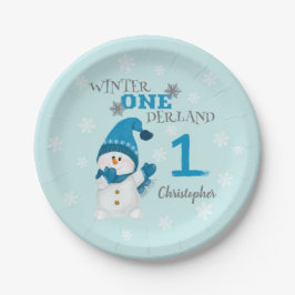 Prato De Papel Winter Onederland Boy First Birday Cute Snowman