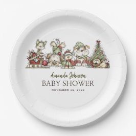 Prato De Papel Winter Puppy Christmas Holidays Baby Shower