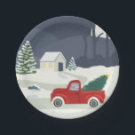 Prato De Papel Winter Road Red Truque Christmas<br><div class="desc">Cartões de natal de caminhões vermelhos da Winter Road</div>